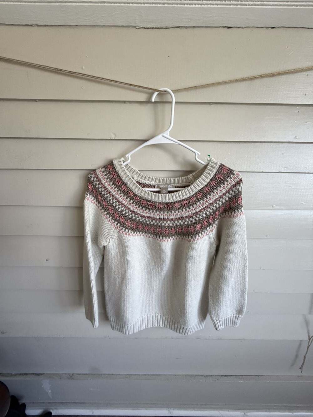 Banana Republic Fair Isle Sweater Size M Ivory Metallic